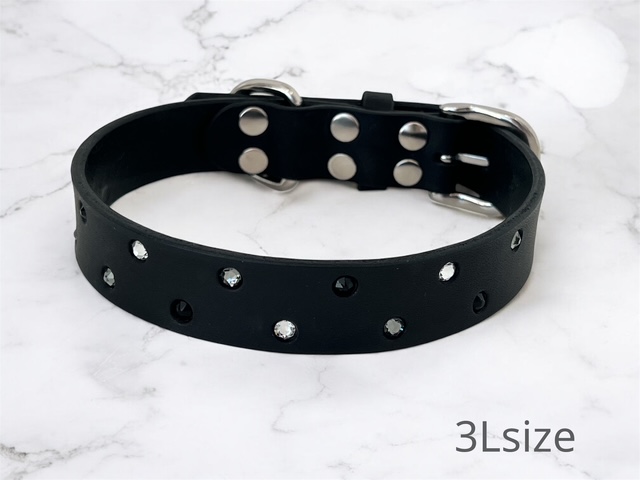 ラインストーン埋込首輪 ブラック《ブラックダイヤ》