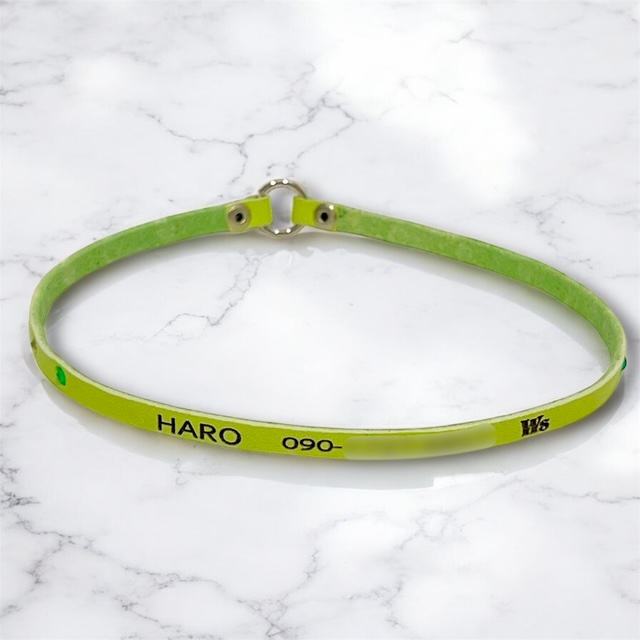 ラインストーン埋込迷子チョーカー　ライムグリーン